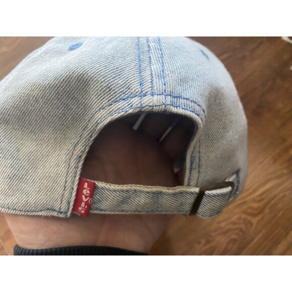 Vintage Levis Red Tab Baseball Hat Strapback Light Blue Denim Jeans